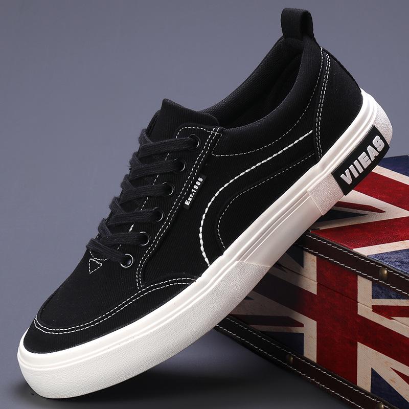 Spring Men's Korean-Style Canvas Lace-up Sneakers - Trendy, Breathable, Casual Low-top Board Shoes