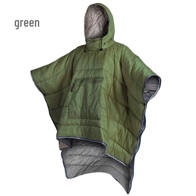 Cape de Camping Épaissie à Capuche d'Extérieur - Chaude, Coupe-Froid, Couleur Unie Sac de Couchage Adulte