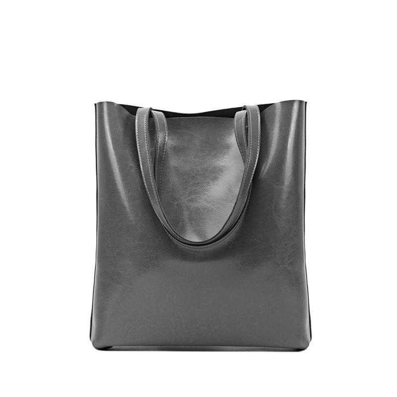 New Cowhide Women's Bag Fashionable Women's Shoulder Tote Bag Simple and Versatile High-end Large-capacity Portable Shopping Bag