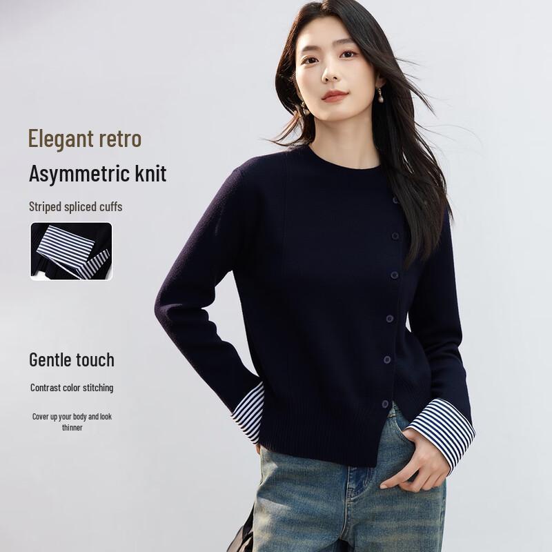 

HSTYLE Layered Color Block Faux Two-Piece Knitted Sweater One Size F(170/88A)