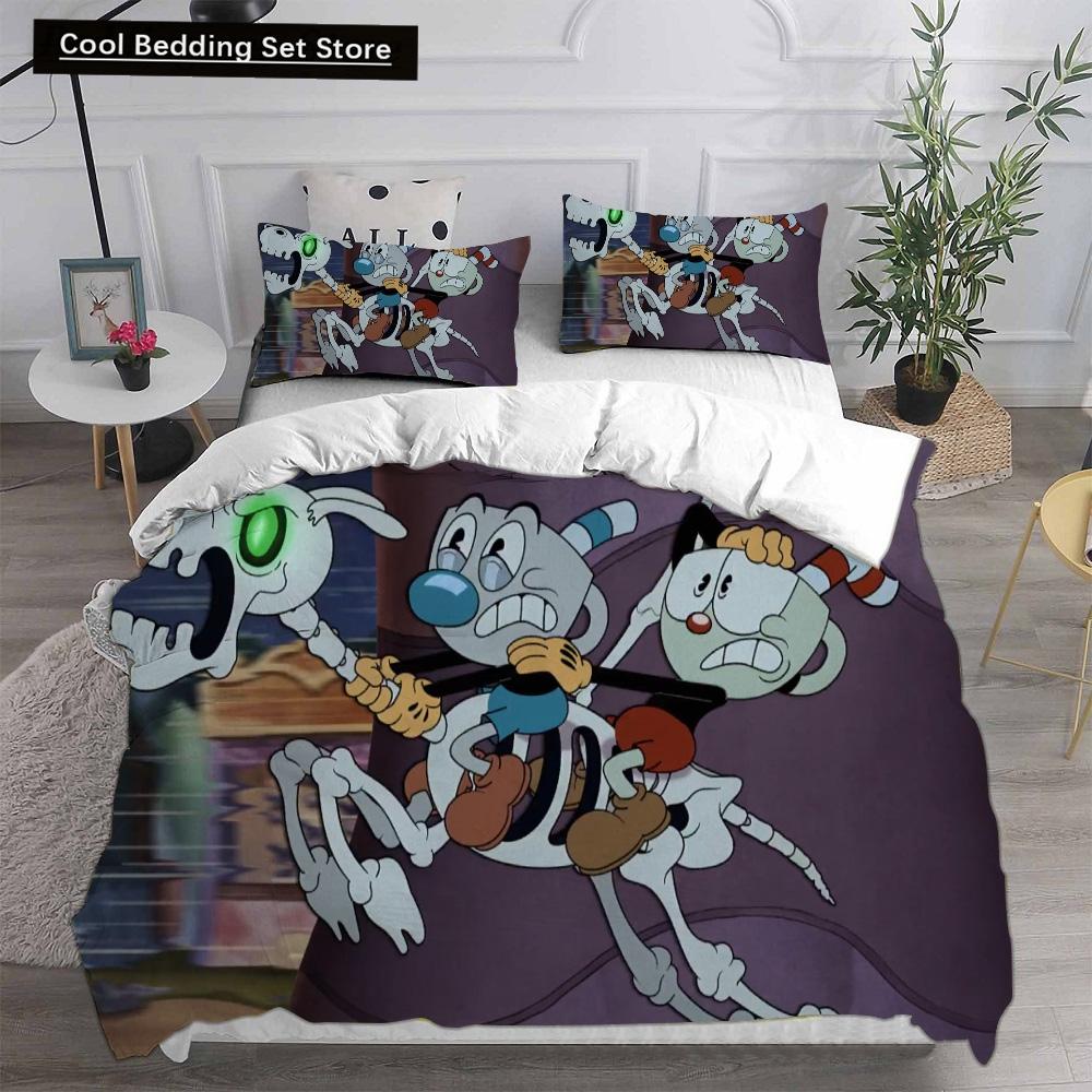 New 3D Print Game Cartoon Cuphead Bedding Sets Comforter Quilt Bed Cover Duvet Cover Pillow Case 2-3 Pieces Sets Kids Adult Size