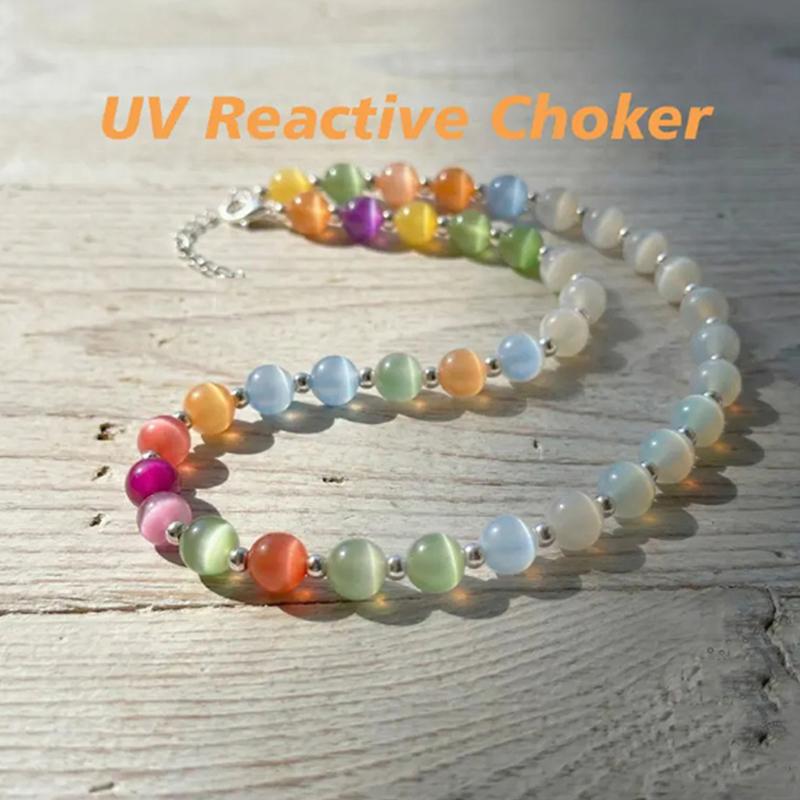 Color Changing Jewelry Set Adjustable Temperature Sensitive Beaded Ornament for Beach Party Daily Wear Teen Girls