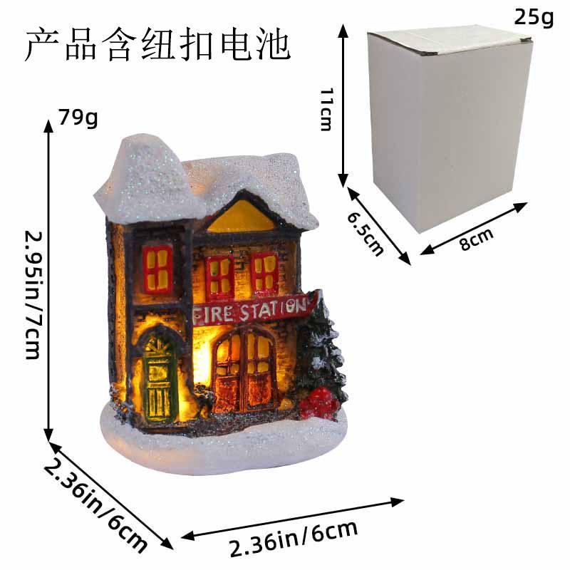 Jingchen new Christmas decorations resin hut colorful luminous house tabletop ornament