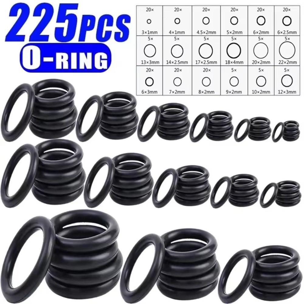 225PCS/27PCS Rubber O-Ring Gasket Assortment Sealing Washer Set Car Repair Accessories