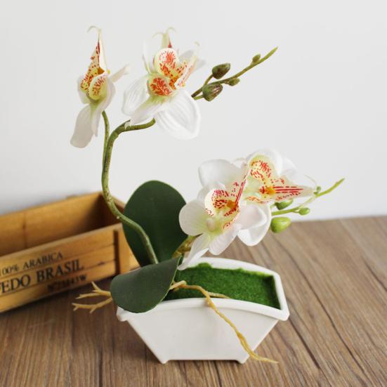 Butterfly Orchid Flower Home Office Decor with Flowerpot