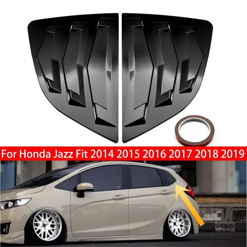For Honda Jazz Fit 2014- Car Rear Louver Window Side Shutter Cover Trim Sticker Vent Scoop ABS Carbon Fiber Auto Accessories
