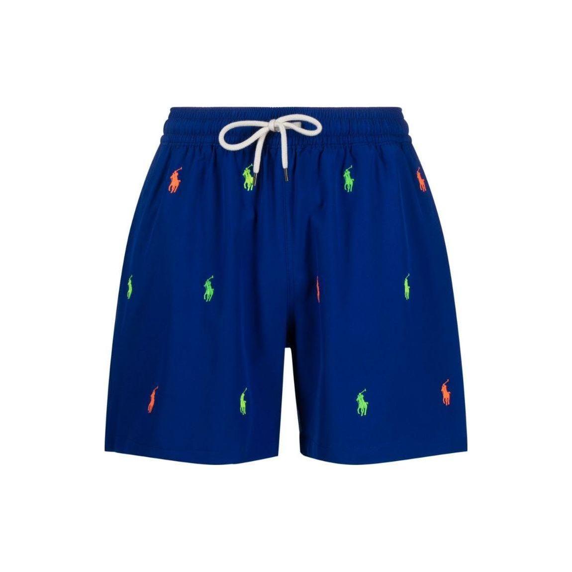 

Polo Ralph Lauren Logo Print Mid-Rise Drawstring Straight-Leg Shorts Men shorts Blue 710890536-001 M