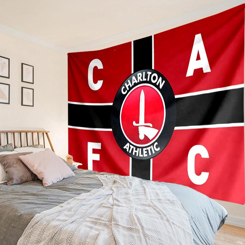 Charlton FC Wappen Wandteppich, Einzigartiger Design Wandteppich, Wanddekoration für Schlafzimmer, Wohnzimmer, Spielzimmer, Herzliche Fan-Feiertagsgeschenke