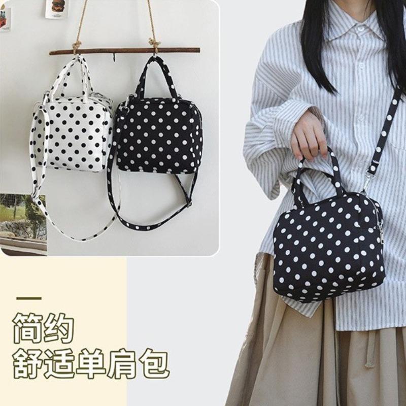 Women's new canvas polka dot shoulder bag messenger bag simple fashion versatile daily commute