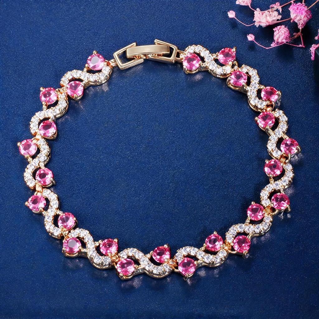 European & American Cross Inlaid Color Gem Bracelet - Luxurious Zirconia Crystal Jewelry for Women
