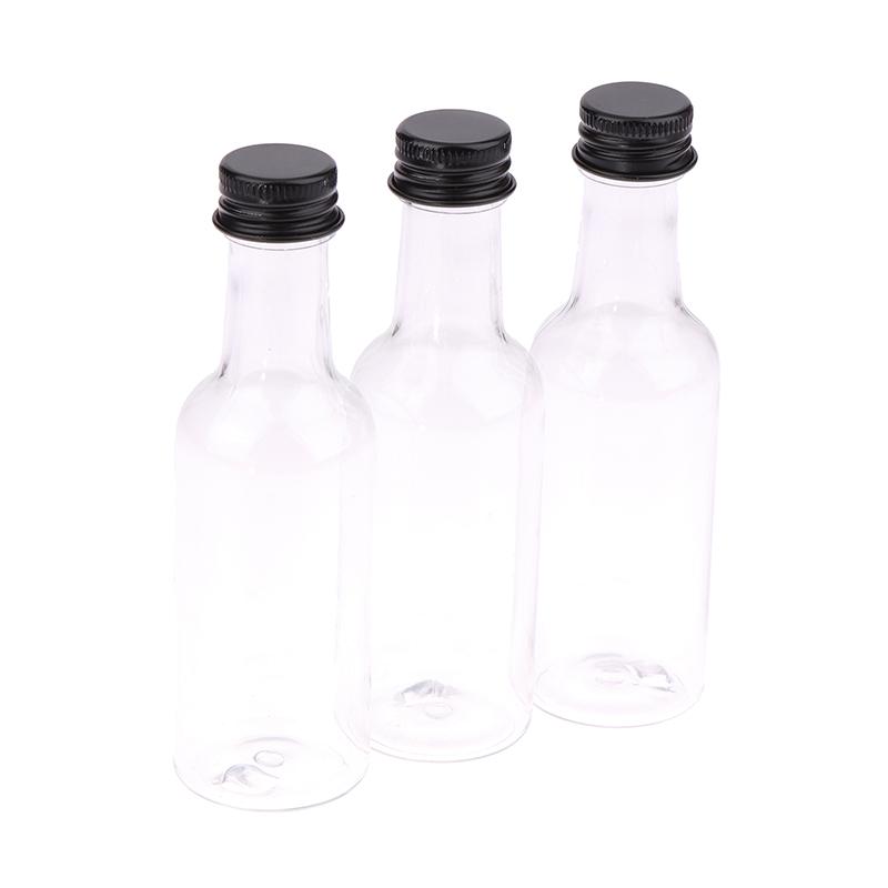 6 stk 50 ml Mini Klare PET Påfyllbare Vinflasker Små Flasker For Fest Bryllup Likørflasker Med Lekkasjesikkert Skrulokk