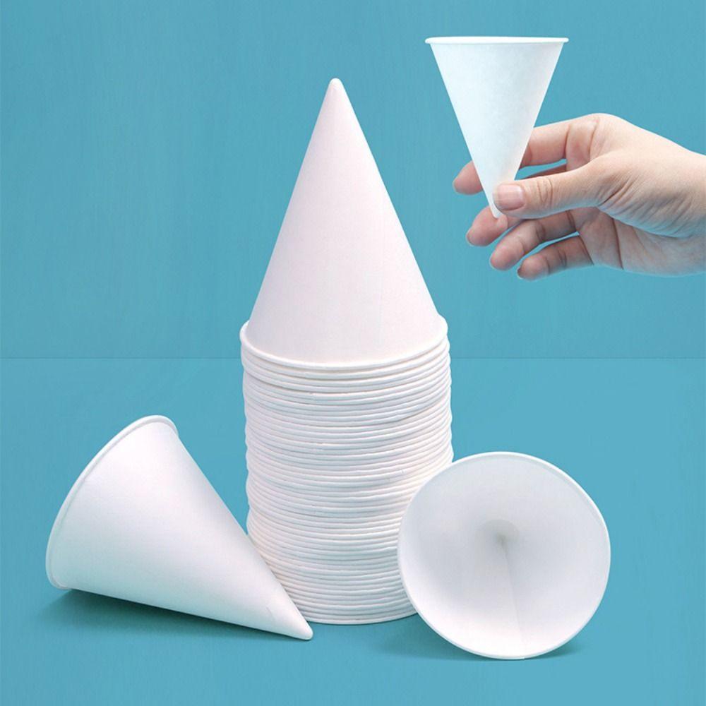 200pcs Leakproof White Paper Cone Cups 3.7/4.5 OZ Shaved Ice Cups Practical Cone Paper Cups  Parties