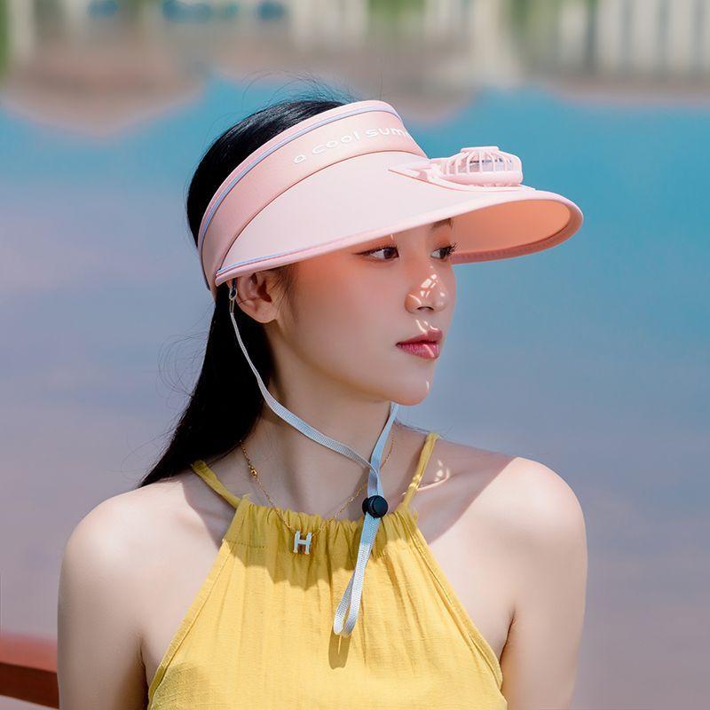 2025 New Summer Women Sun Hat Outdoor Built in Fan Lightweight Breeze UPF Sun Protection for Beach Garden Travel