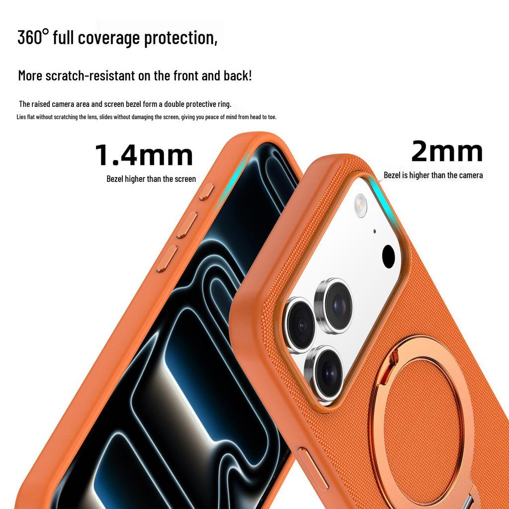 Compatible iPhone 17 Pro Max Magnetic Rotating Stand Case with Tech Fabric and Drop Protection.