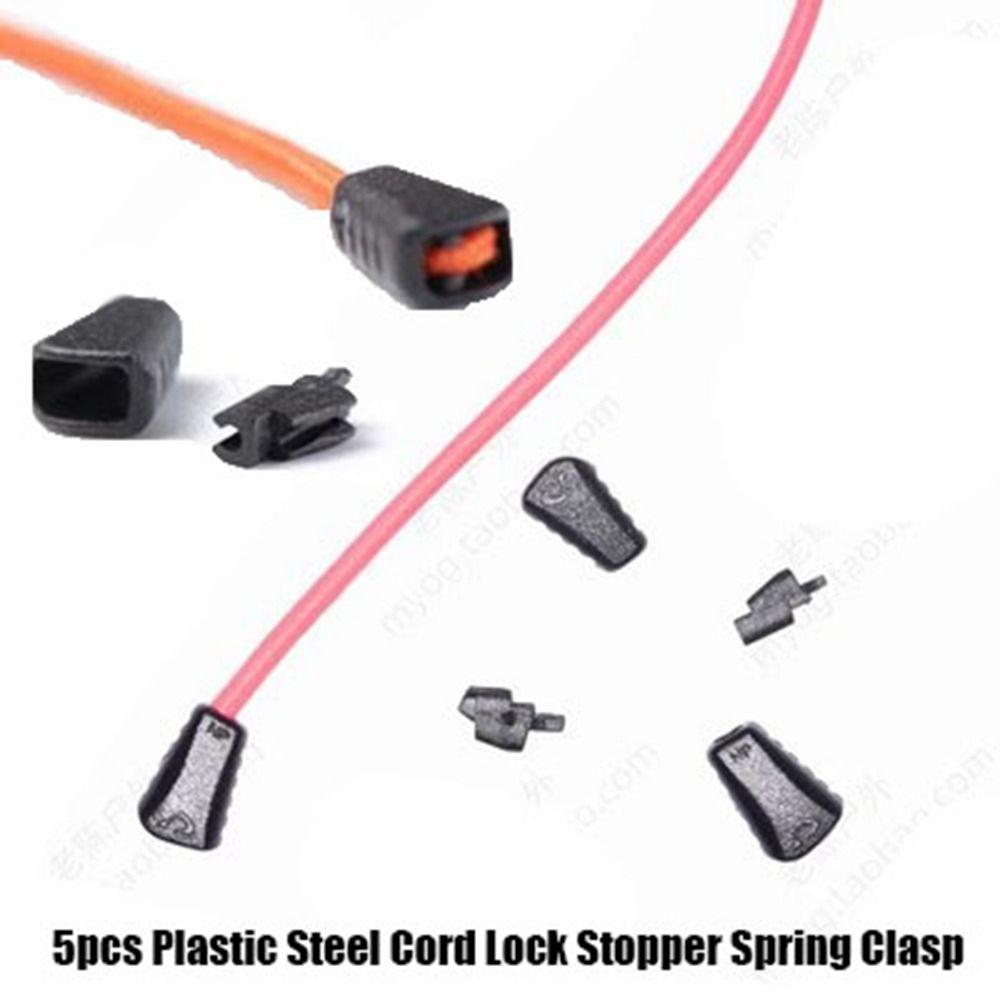 

5pcs Black Cord Lock Stopper Plastic Steel Safety Lock Pull Drawstring Stopper Outdoor Tool Parts