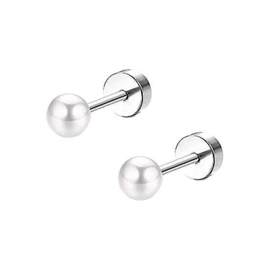 1 Pair Women Faux Pearl Earrings Daily Ear Studs Unisex Piercing Alloy Stud Earrings Commuting Party Prom Ear Jewelry