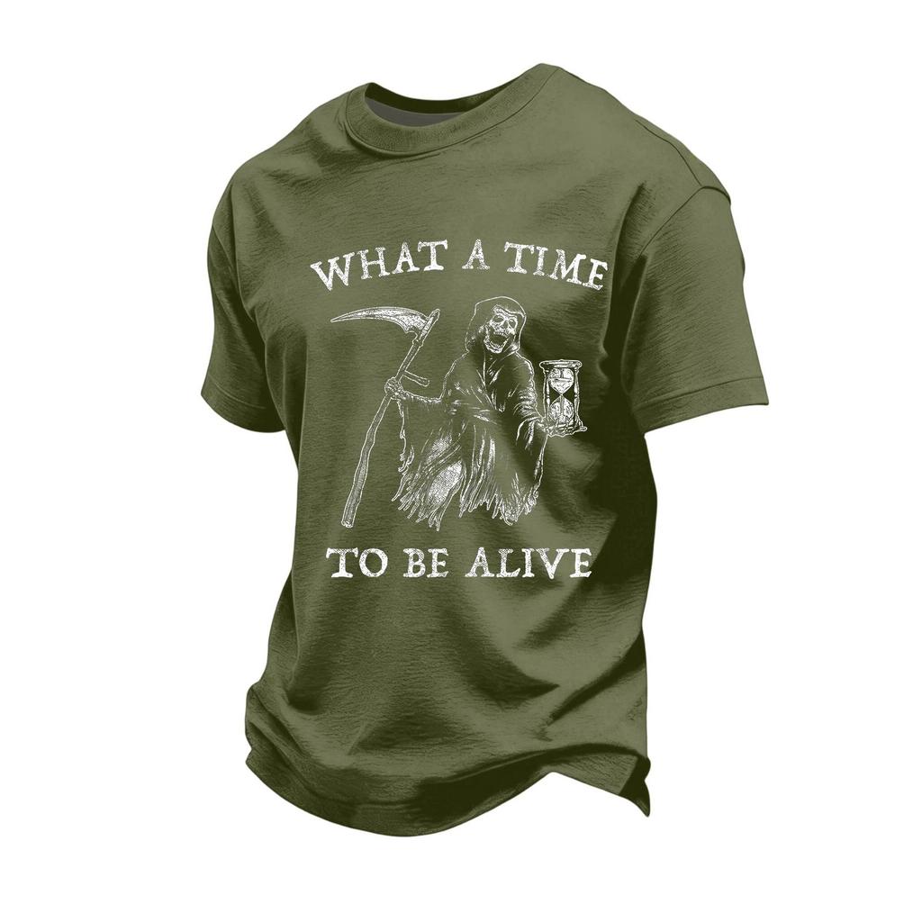Men's Casual Loose Fit Short Sleeve T-Shirt with Graphic Print Crew Neck Top Comfortable Everyday Wear