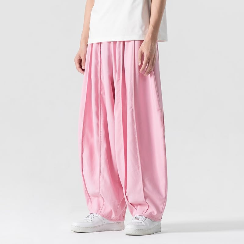 East Rain Wide-Leg Baggy Pants, Sarouel Pants, Solid Color, Lightweight, Loose Fit, Easy-Dress Pants, Plus Sizes, Men's, SEW516
