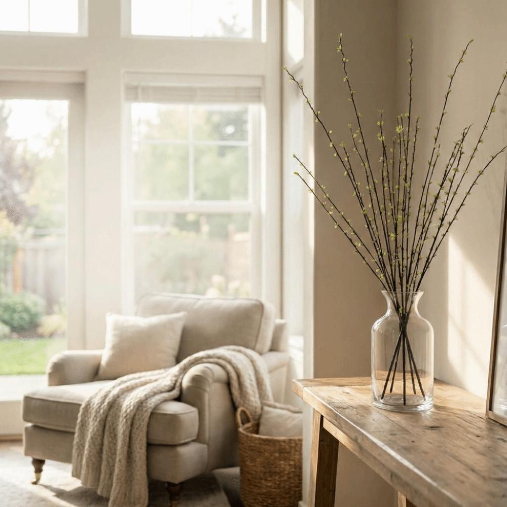 Long Stems Willow Sprout Plants Floating Branch Green Plum Bouquet  Photography Props