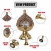 Brass Dhuna Loban Burner, Round Dhooni Dhoop Dani Incense Burner,Table-Top Brass Incense Holder for Loban, Elegant and Traditional Dhoop Dani