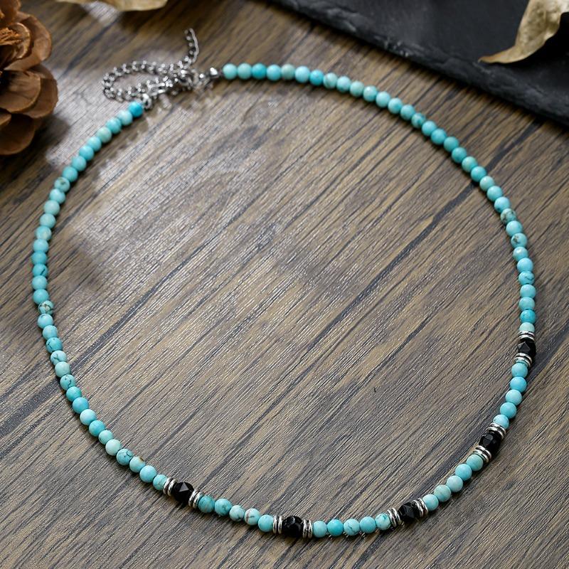Turquoise Beaded Necklace High-end Natural Stone Pendant Versatile Jewelry Turquoise Necklace
