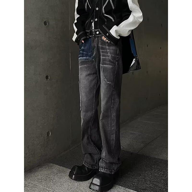 

Минималистичные мужские универсальные молодежные модные джинсы, новые свободные прямые летние брюки, мужской темпераментный тренд 3XL серый