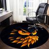 1PC Owl Head Office Round Area Rug, Indoor Mat Suitable For Office, Under Office Chairs Bedroom Living Room Home Decor, Room Deco 090