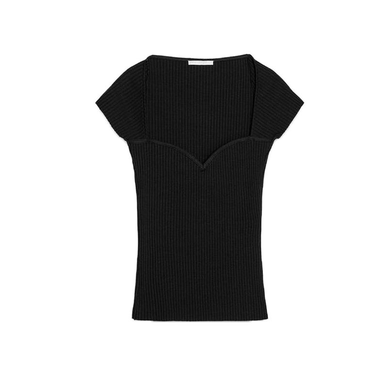 Summer New Product Women's Clothes Slim Fit Fashion All-Match Heart-Shaped Collar Sleeveless Rib Simple T-shirt 0858308