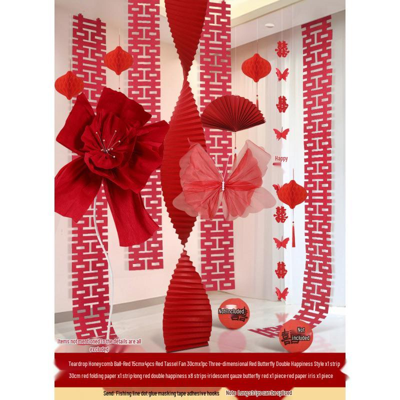 Woman's Bedroom & Living Room Wedding Decoration Set with Tinsel & Morning Robe Background