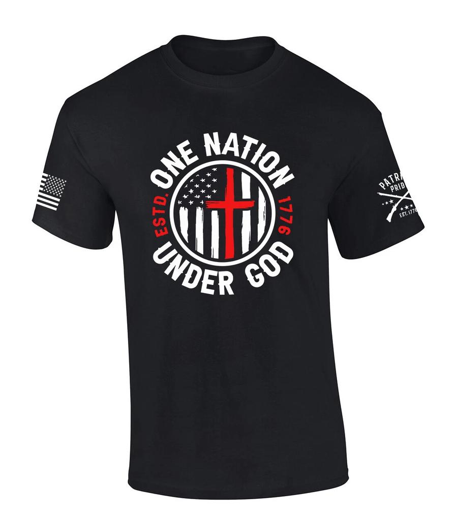 Patriot Pride Mens Patriotic T-Shirt Christian One Nation Under God Est. 1776