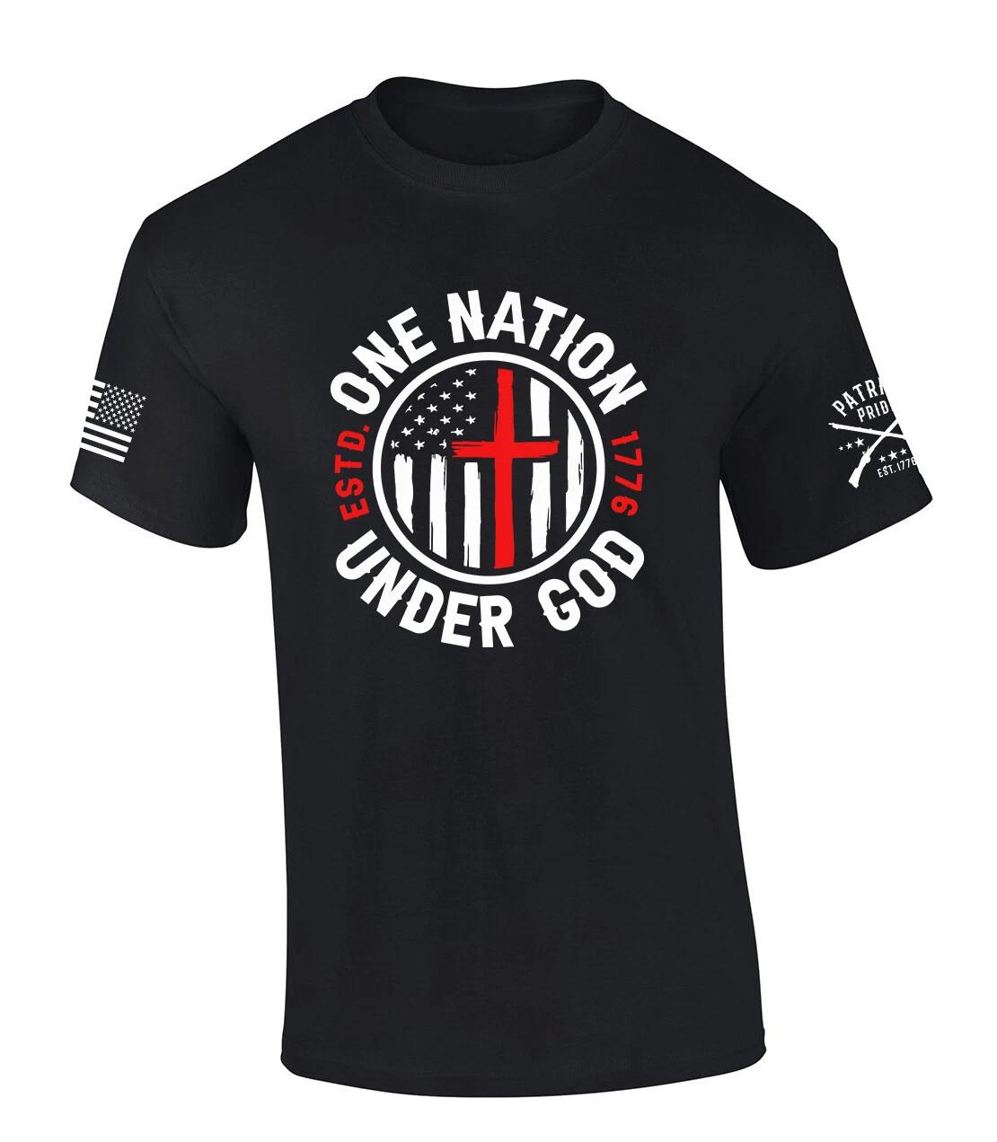Patriot Pride Mens Patriotic T-Shirt Christian One Nation Under God Est. 1776 4XL