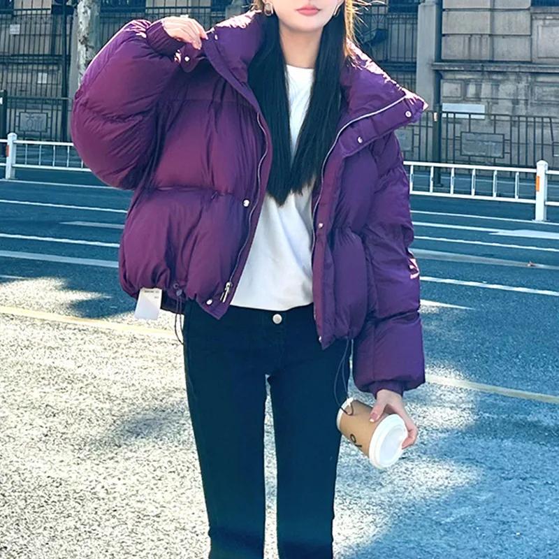 2026 Winter Women's White Duck Down Coat Korean Style Long Sleeve Cropped Down Clothing Wholesale For Women's Fashion