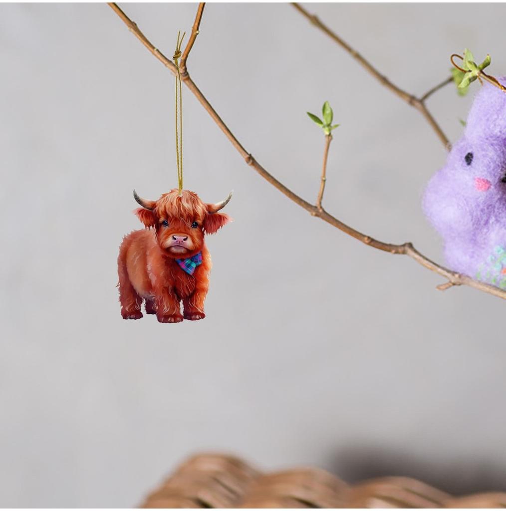 Acrylic Playful Cow Car Pendant For Eyecatching Vehicle Interior Accessories