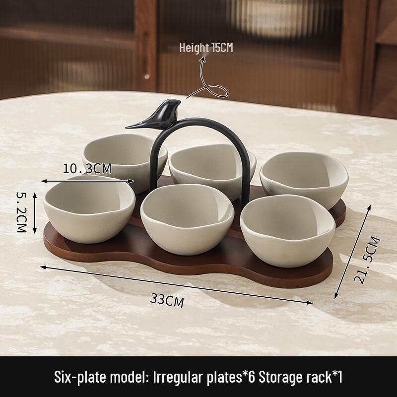 ZISIZ Coarse Pottery Divided Snack Plate