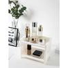 1PC PP Desktop Double Layer Storage Rack Rectangular White Organizing Student Desk Office Cosmetics Stationery