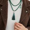 Handwoven Ceramic Butterfly Pendant Jewelry Bohemian Necklace Adjustable 80cm Wax Cord Lightweight Women Accessory