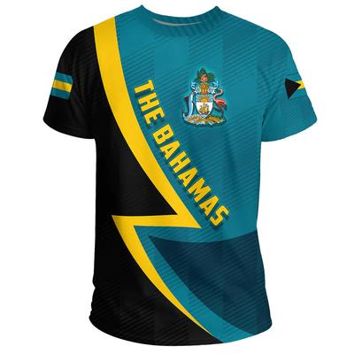 Men's 3D Printed T-Shirt Bahamas Flag and Emblem Print Short Sleeve O-Neck Pullover Casual Breathable Quick Drying Sports Top