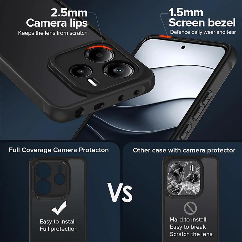 Shockproof Matte Clear Phone Case For Xiaomi 15 14 13 Ultra 14T 13T Pro Acrylic Hard Bumper Cover