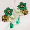 Bohemia Resin Flower Earrings Beads Women Earrings Water Droplet Long Earrings  Daily Wear