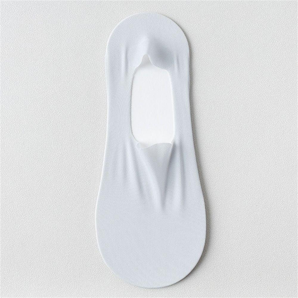 1 Pair Thin Breathable Boat Socks Non-slip Shallow Mouth Invisible Short Sock Solid Color Traceless Ice Silk Socks for Summer