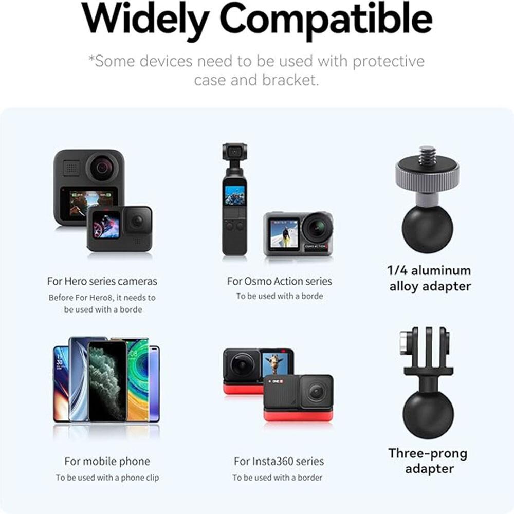 Motorcycle Bike Handlebar Clamp Holder Clip For GoPro Insta360 DJI Action Camera