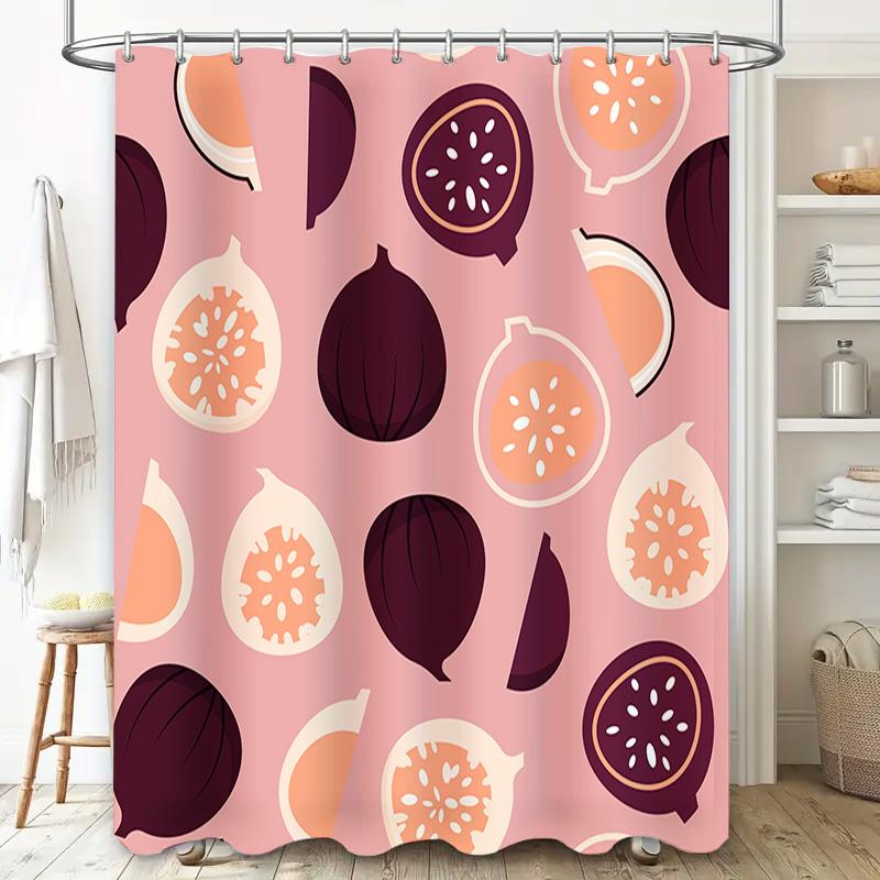 Fashionable Shower Curtain With Fig Print For Bathroom Decor Pink Color 180 X 180Cm