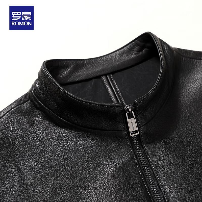 Romon Men's Goatskin Stand Collar Leather Jacket