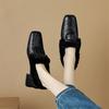 Moderiktiga nya vinterloafers i äkta läder för kvinnor, fyrkantiga klackar, ullpumps, Zaptos Mujer
