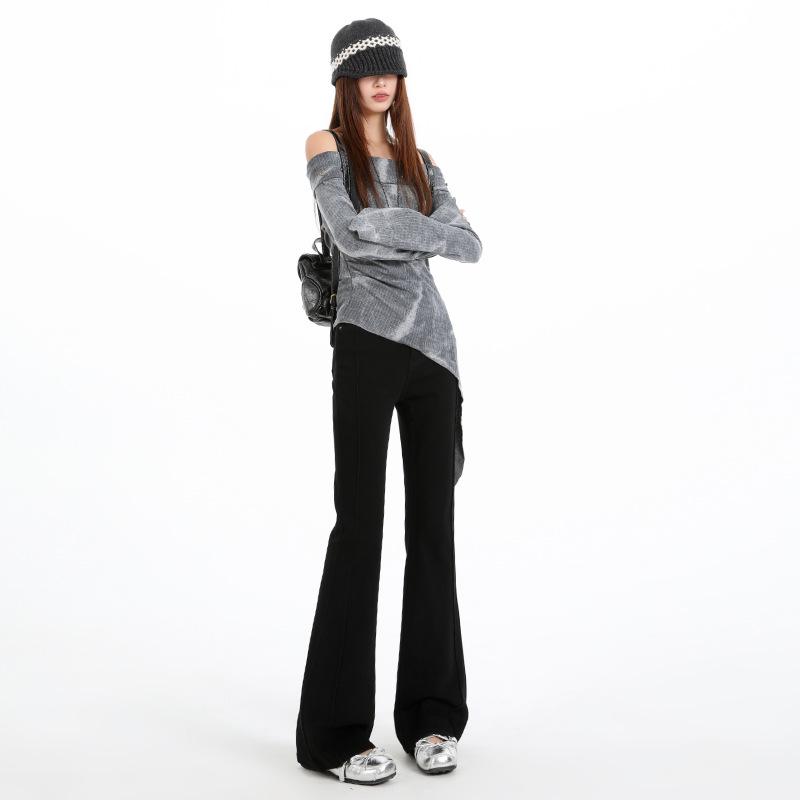 Women’s High-Waisted Black Skinny Flare Jeans – Spring Style, Stretchy, Slimming, All-Match XS
