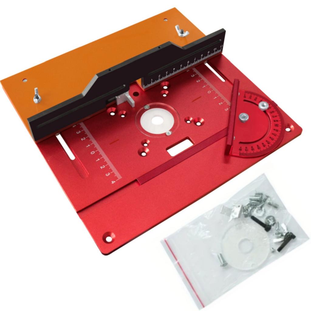 Upgraded Aluminium Router Table Insert Plate Woodworking Tool Set with Miter Gauge and Sliding Tenoning Fence for Router Table