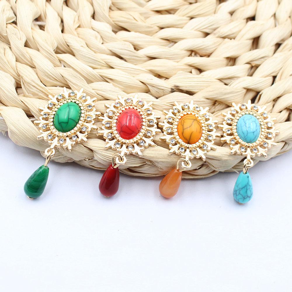 New 5 pieces of 25 * 50mm oval flat turquoise pendant DIY clothing, shoes, hats, forehead decoration pendant