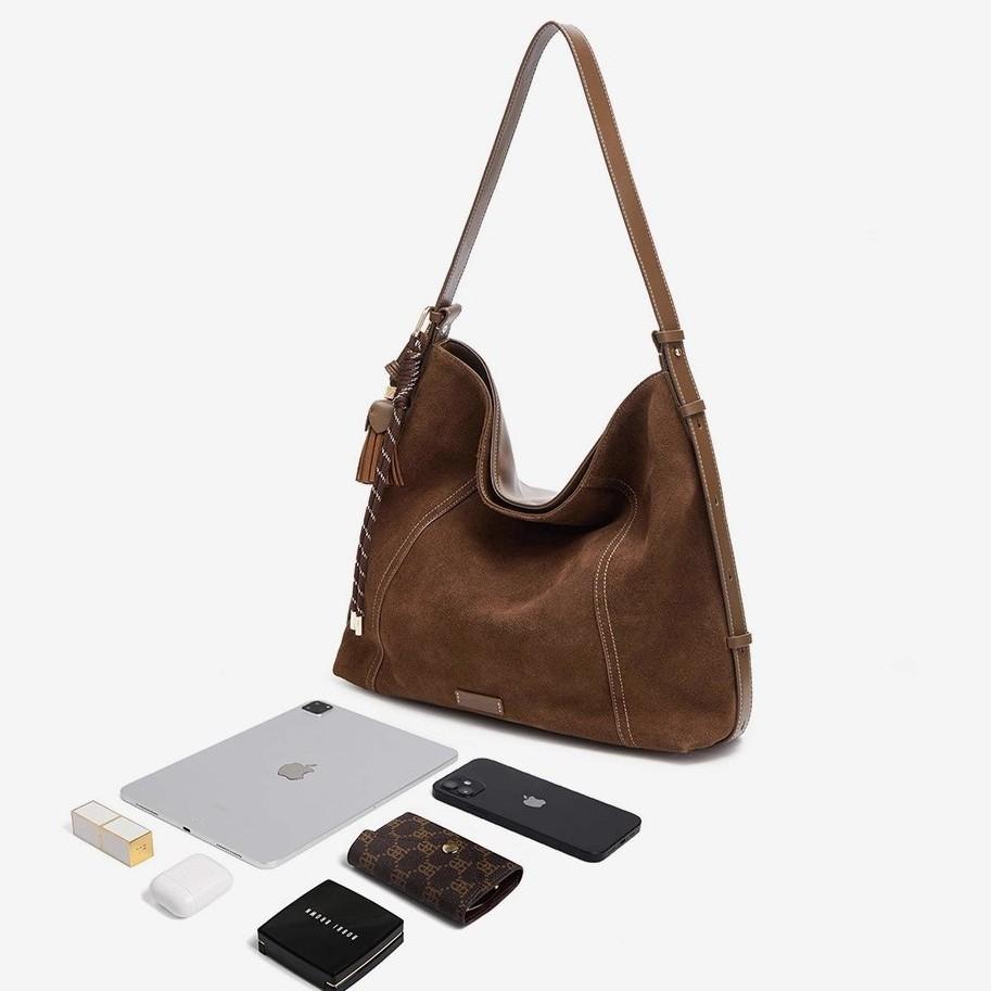 IELGY Ladies Tote Bag Suede Large Capacity Shoulder Messenger Bag