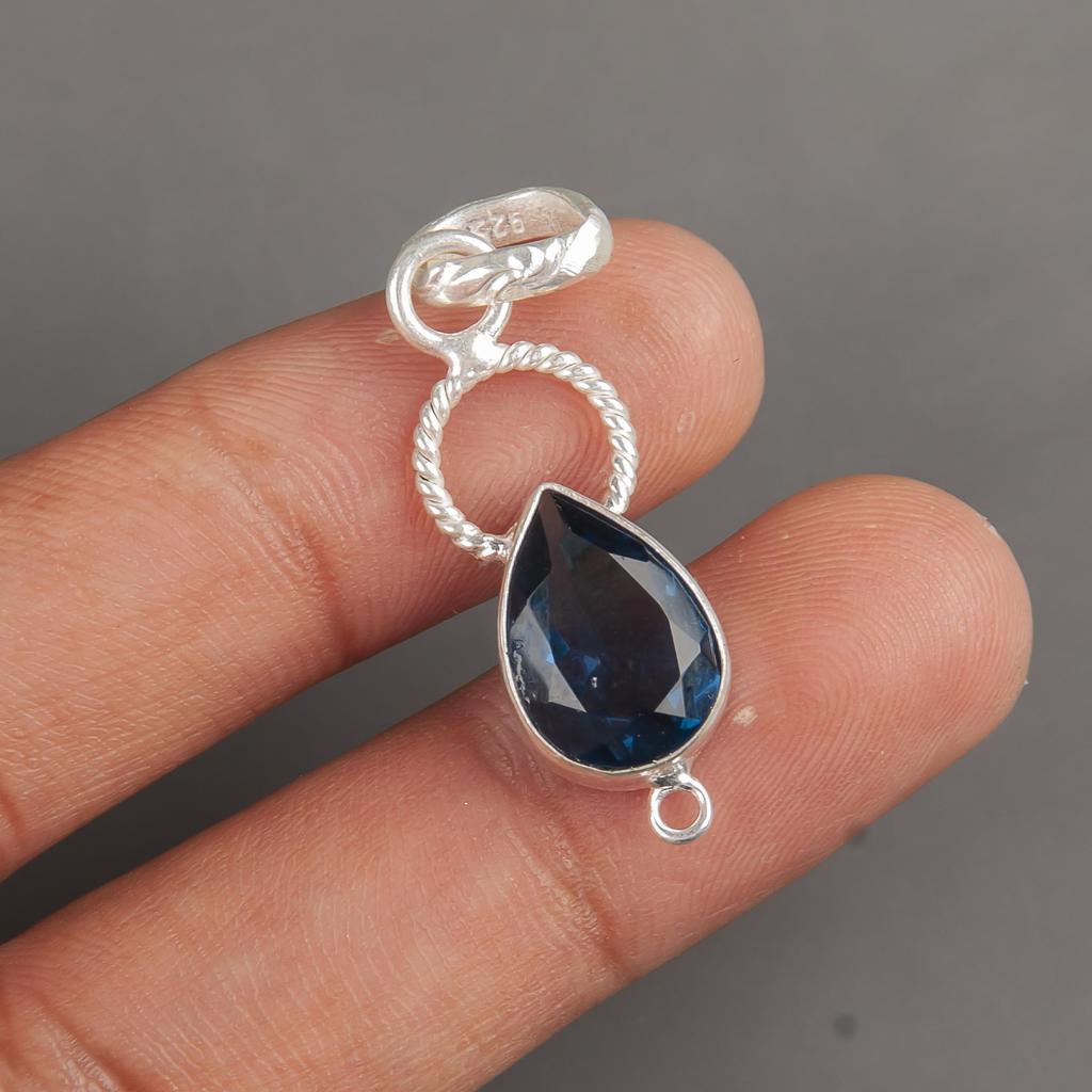 London Blue Topaz  Gemstone Pendant, Handmade Gorgeous Jewelry, 925 Solid Sterling Silver Jewelry, Bohemian Pendant For Wedding Gift