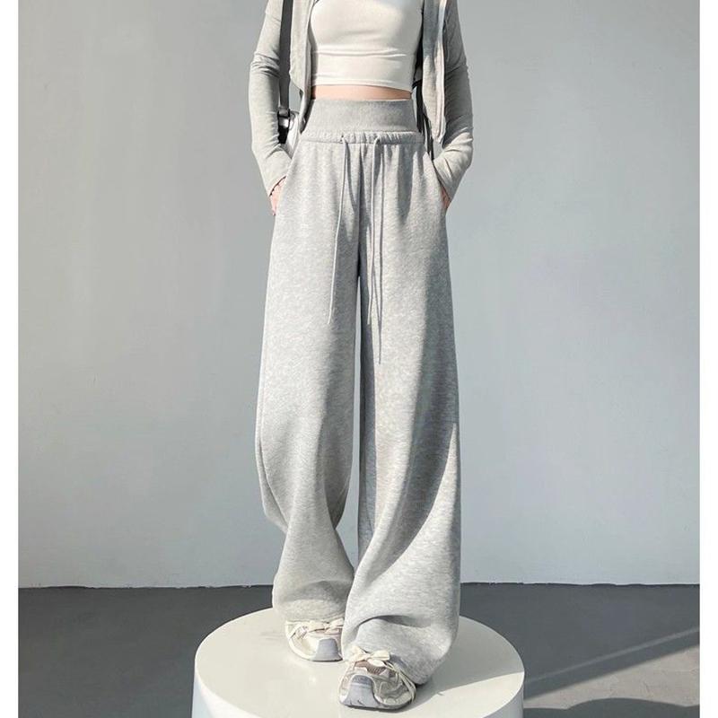 Women Classic High Wast Trousers Girls Loose Fit Wide Leg Casual Pants Chic Korean Sweatpants